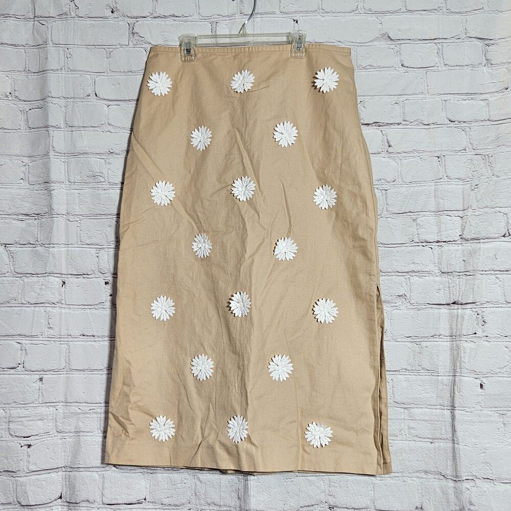 Ann Taylor Womens 8 Cream Maxi Skirt Floral Patchwork Boho Long *SAMPLE*